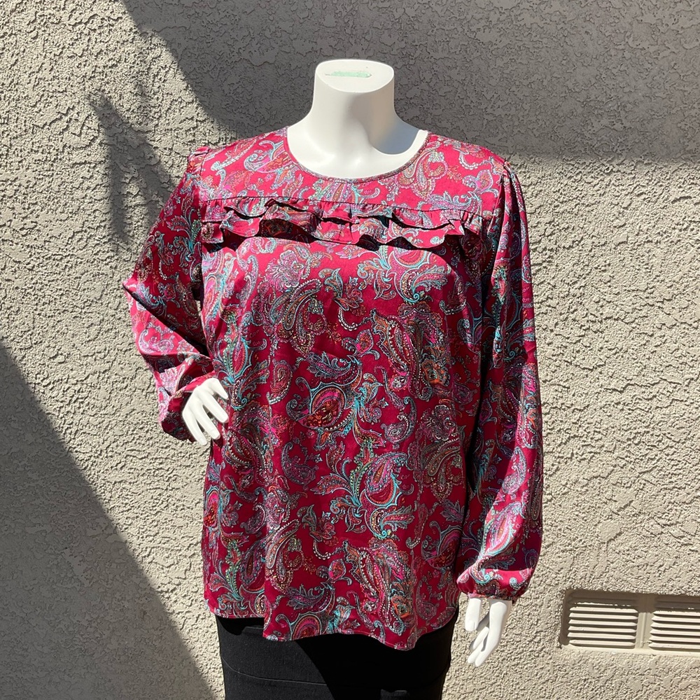 Talbots Long Sleeve Paisley Theme Blouse sz 2X